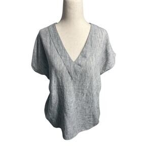 Joie Gray Linen Top S Oversized Minimalist Lagenlook Drapey V Neck Boho